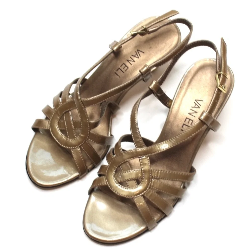 Vaneli | Gold Strapy Kitten Heels